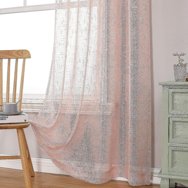 Kate Aurora 2 Piece Floral Printed Sheer Grommet Top Pastel Colored Window Curtain Panels