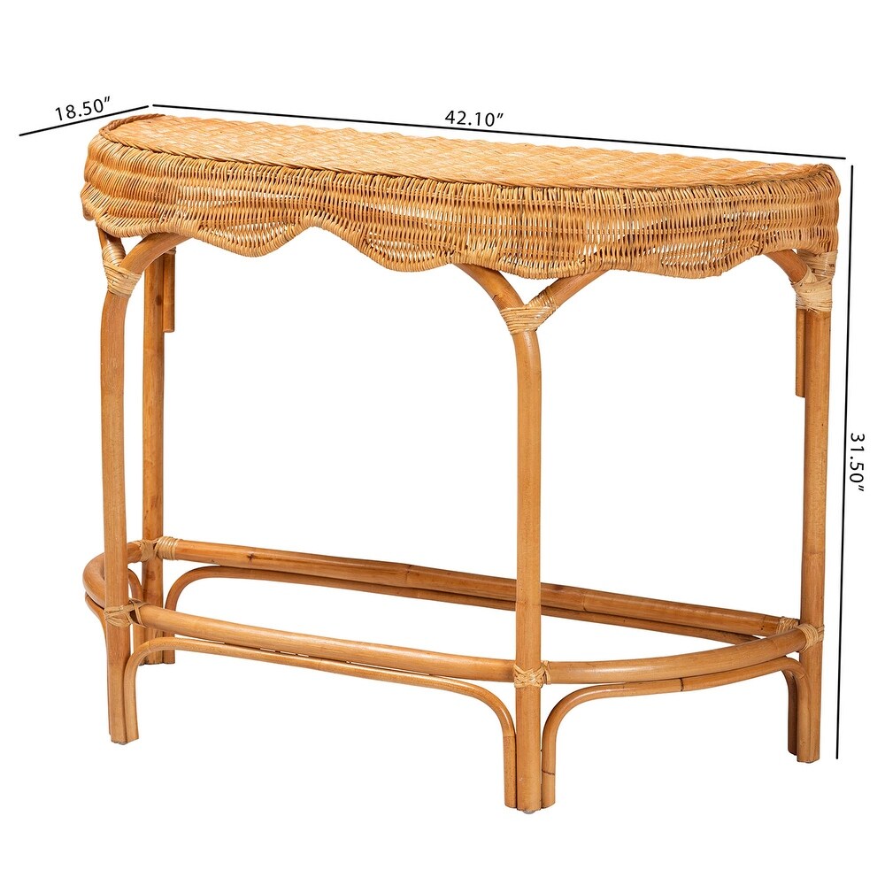 Wakana Modern Bohemian Natural Brown Rattan Console Table