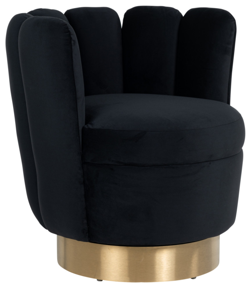 Round Black Velvet Easy Chair  OROA Mayfair   Contemporary   Armchairs And Accent Chairs   by Oroa   Distinctive Furniture  Houzz