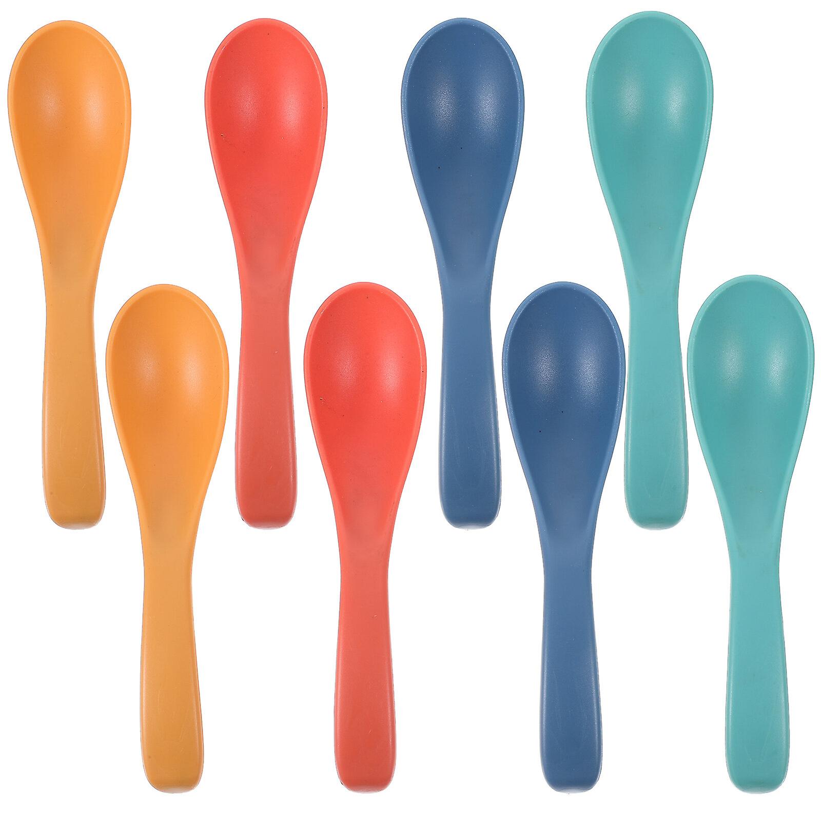 8pcs Wheat Straw Spoons Cereal Dinner Spoons Dinner Spoon Portable Small Cereal Spoon