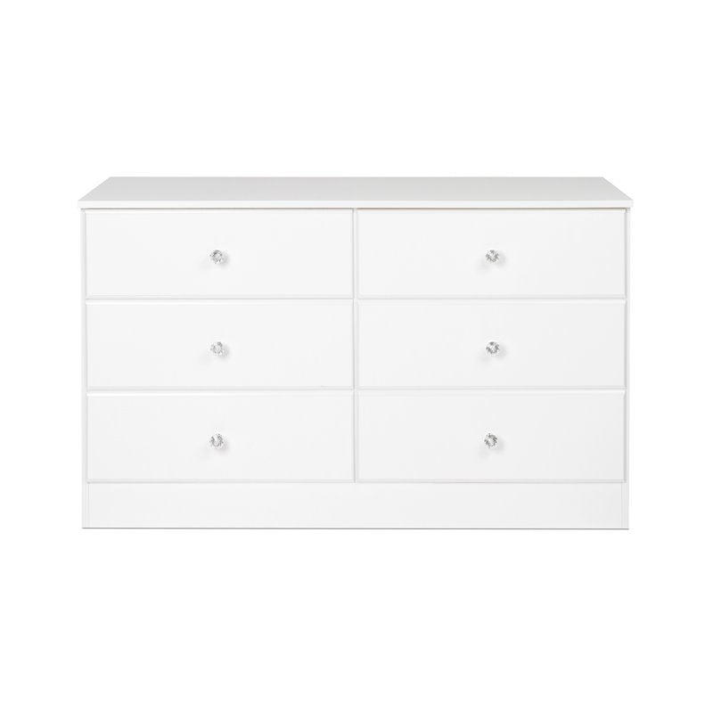 Pemberly Row Contemporary 6 Drawer Double Dresser in White