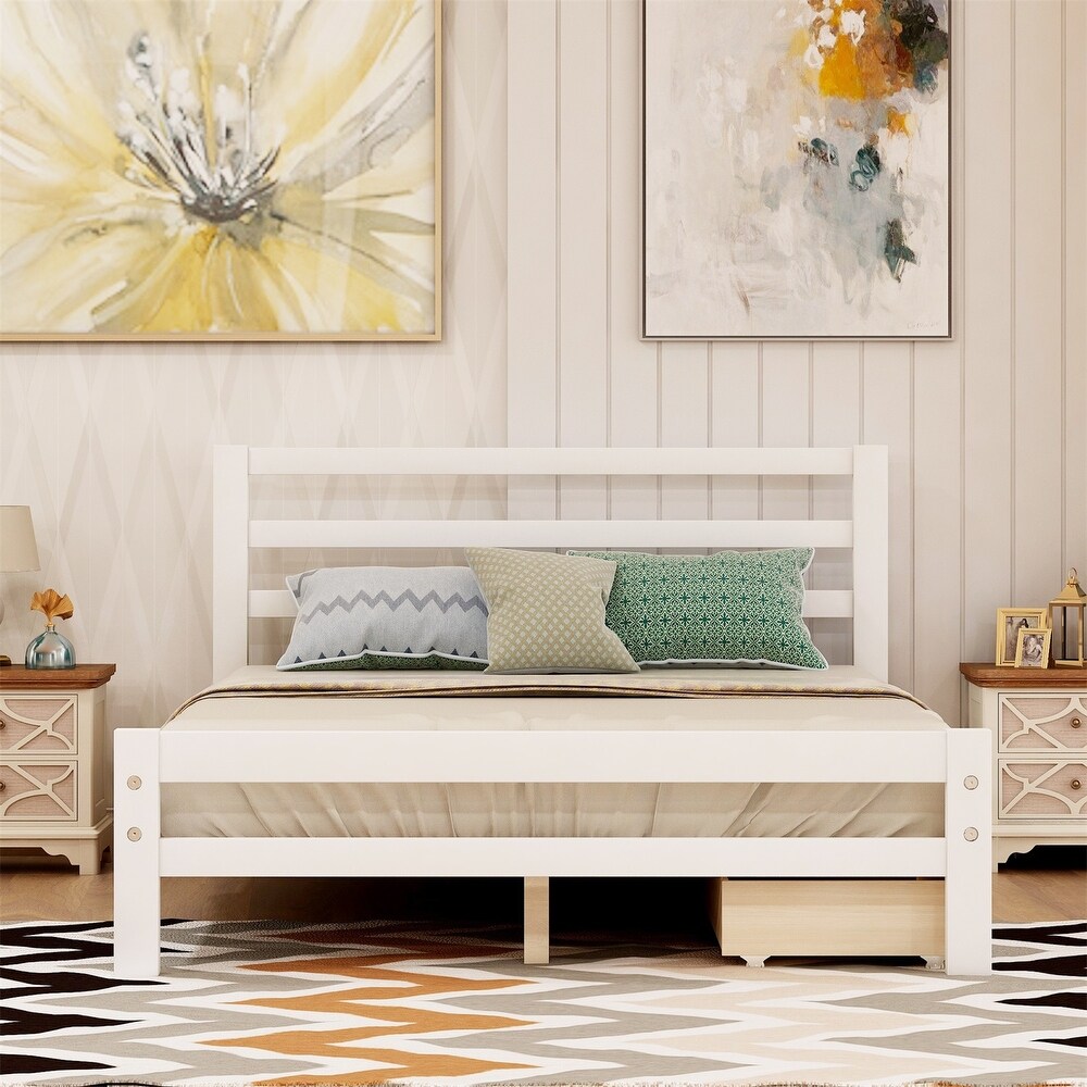 Harper   Bright Designs Wood Bed Frame with Storage Drawers and Headboard