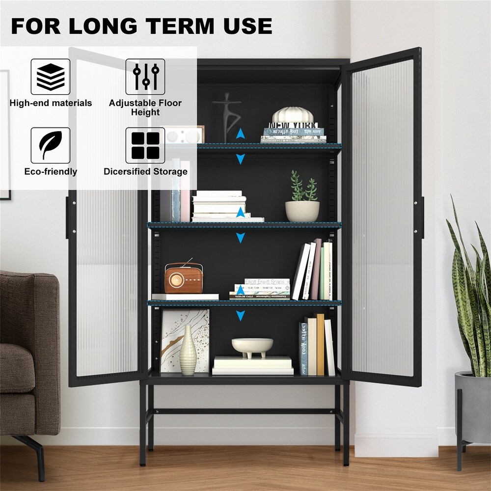 Double Glass Door Storage Cabinet