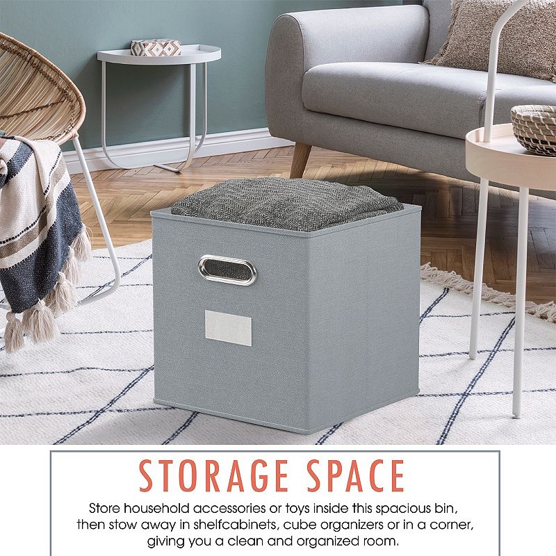 Ornavo Home Foldable Storage Cube Bin with Dual Handles and Window Pockets