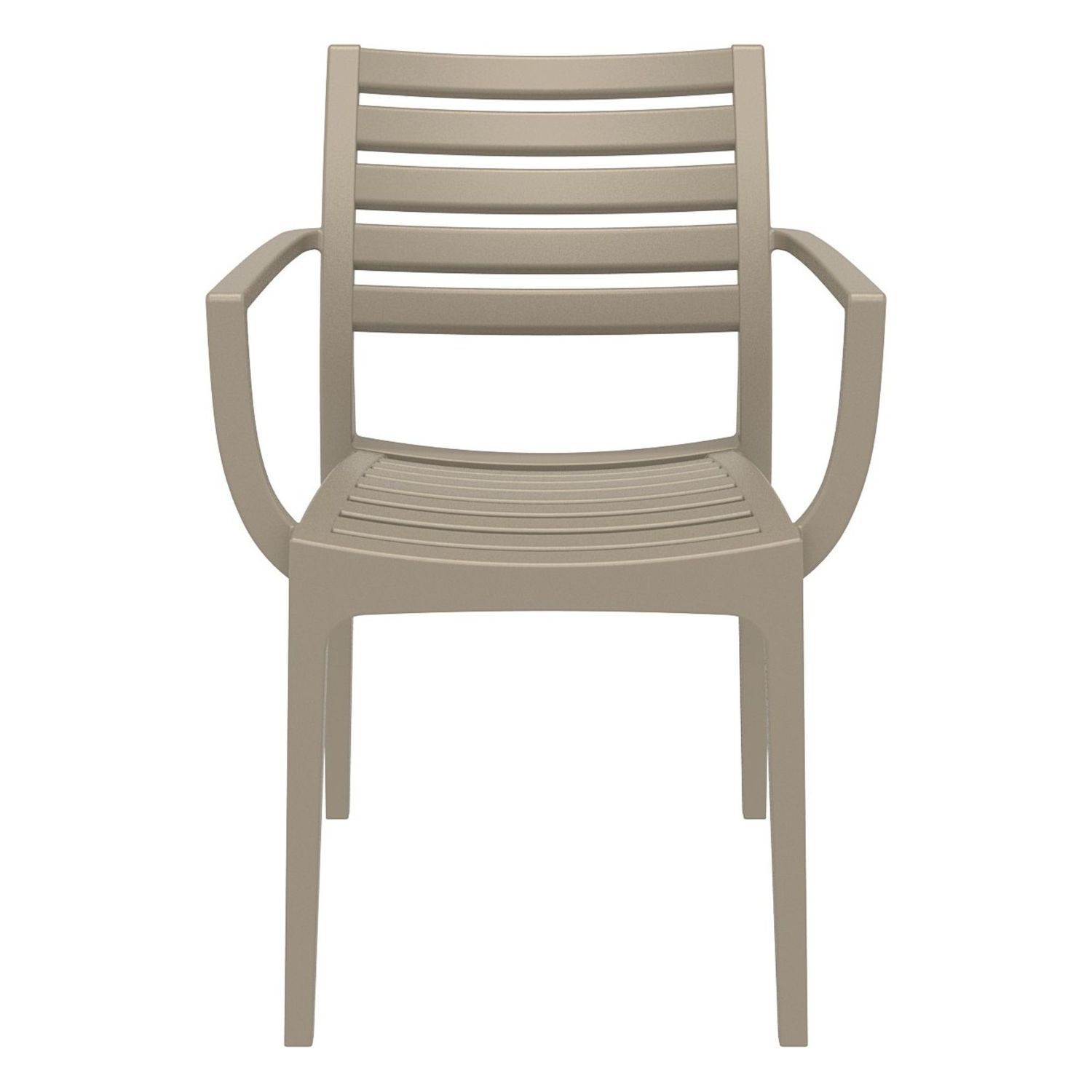 33 Taupe Brown Stackable Outdoor Patio Dining Arm Chair