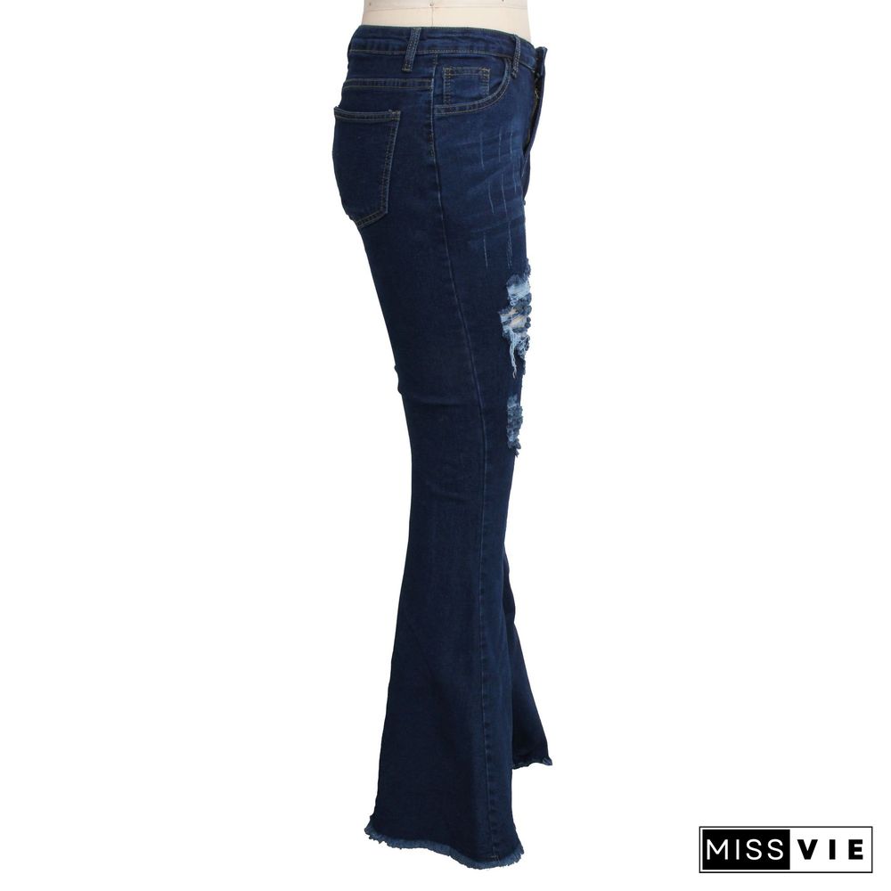 Fashion All-match Slim Wide-leg Washed Denim Flared Pants