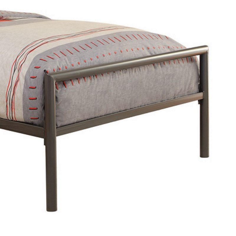 Traditional Styled Twin Size Bed with Sleek Lines， Gray