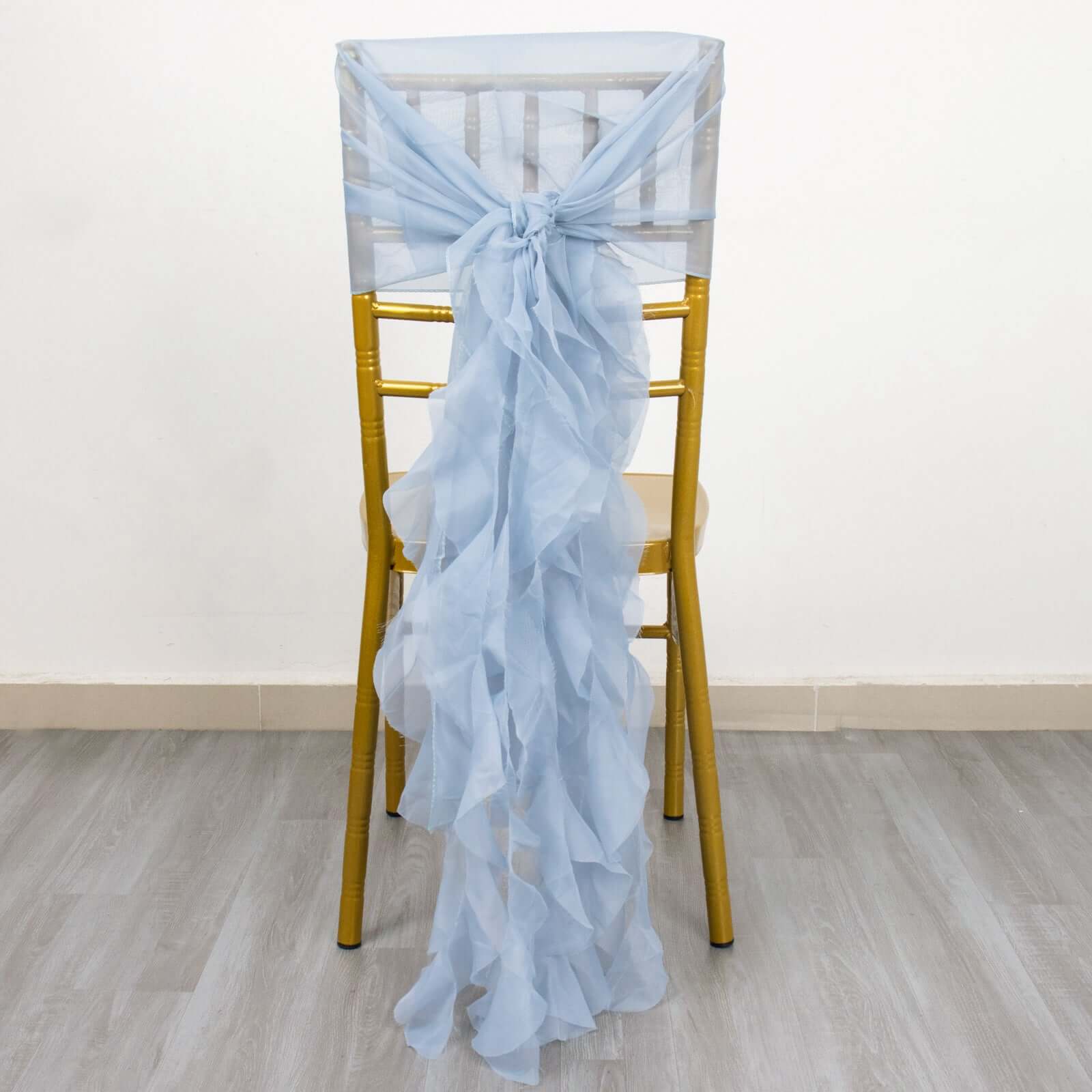 Dusty Blue Chiffon Curly Chair Sash