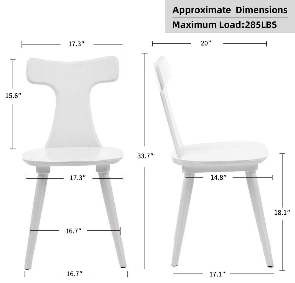 Set of 2 Curved Slat Back Wooden Dining Chairs  Counter Chairs   Farmhouse   Dining Chairs   by Duhome inc  Houzz