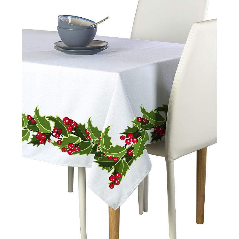 Square Tablecloth， 100% Polyester， 70x70， Holly Garland