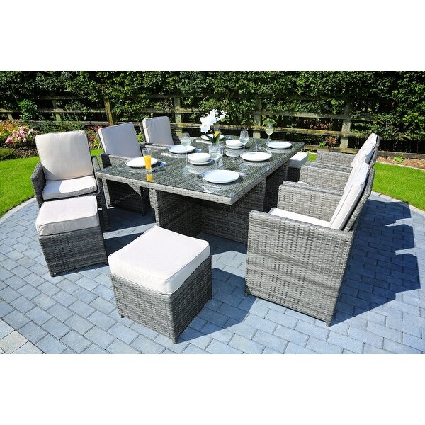 11piece Outdoor Dining Set With Cushions Wicker Furniture by Moda Furnishings