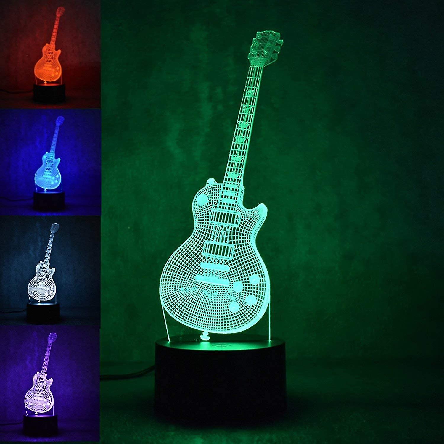 3d Music Electric Bass Guitar Night Light Lamp Usb Touch Switch Decor Table Desk Optical Illusion Lamps 7 Color Changing Lights Led Table Lamp Xm