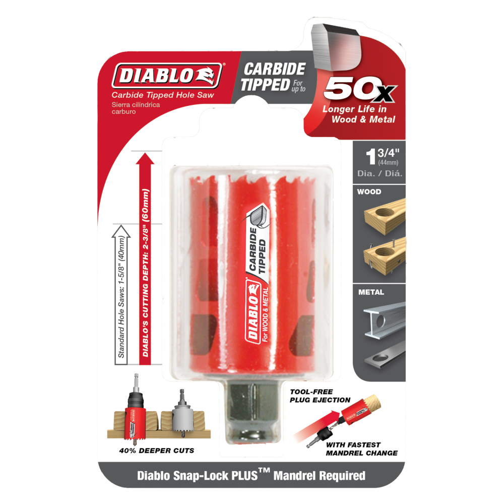 Diablo Tools 1-3/4 (44mm) Carbide-Tip Wood and Metal Holesaw