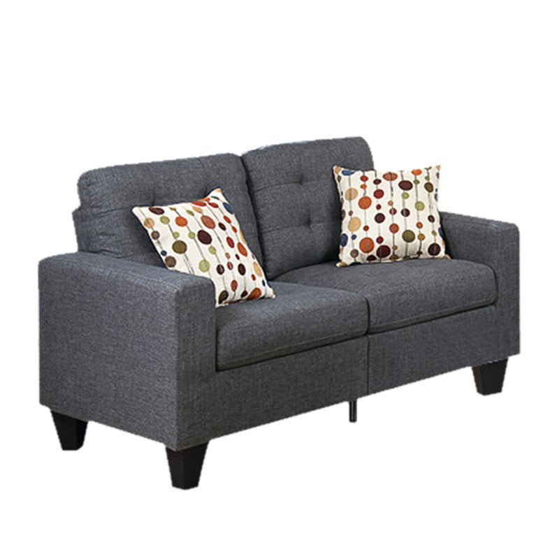 Maklaine 2-piece Modern Style Linen Fabric Sofa Set in Gray Finish