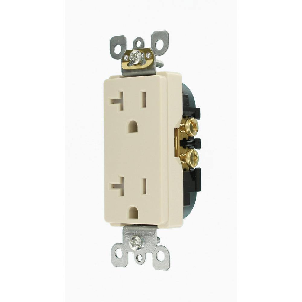 Leviton Decora 20 Amp  Tamper Resistant Duplex Outlet Light Almond R58-T5825-00T