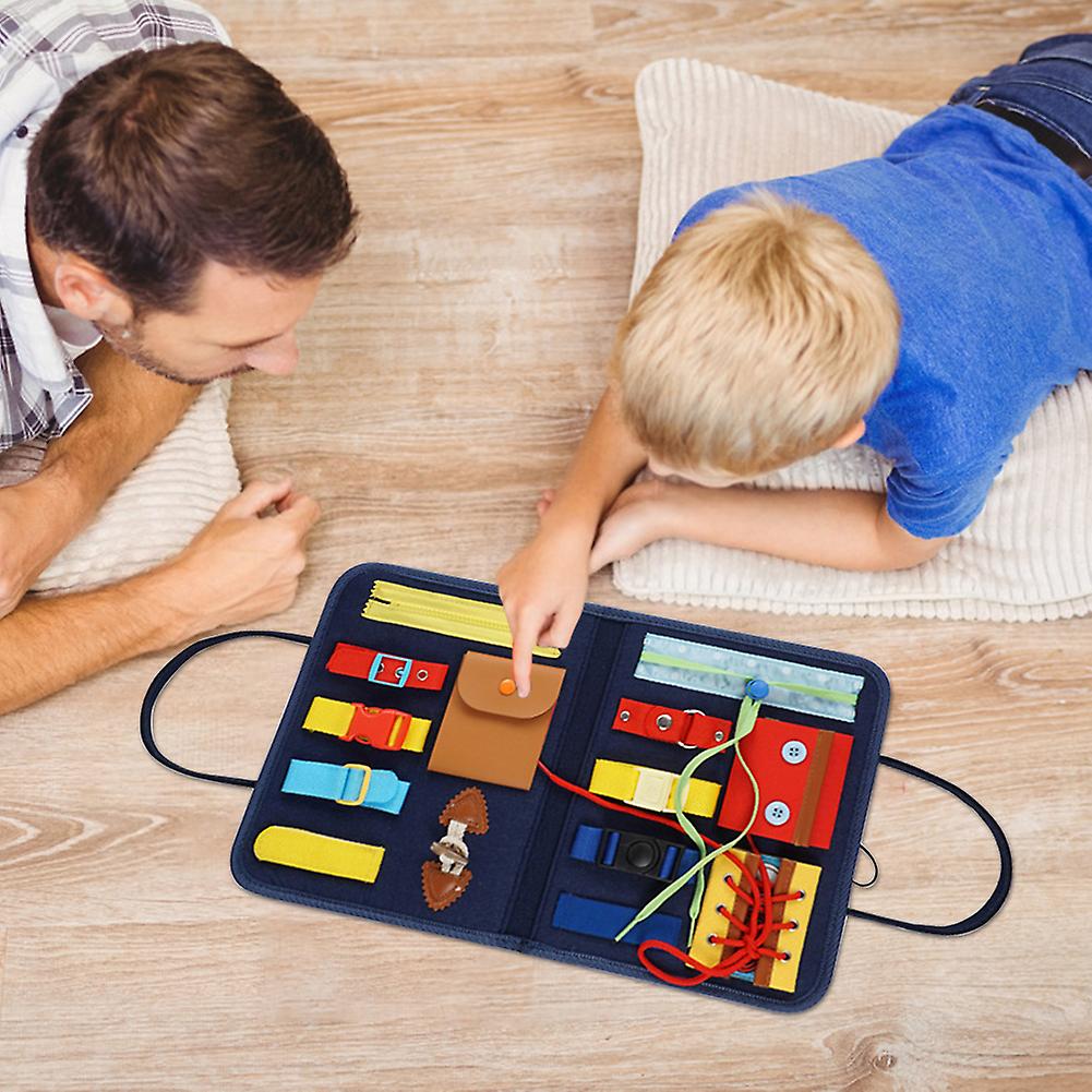 Children Educational Busy Board For Children Aged 2 To 7 Years Old Learn Basic Abilities Educational Toys Navy Blue