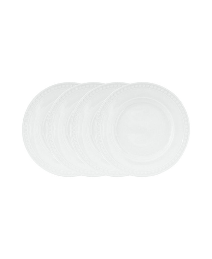 Fitz and Floyd Everyday Whiteware Beaded Salad Plate 4 Piece Set