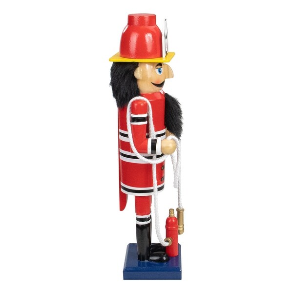 14 Red Wooden Fireman with Hose Christmas Nutcracker