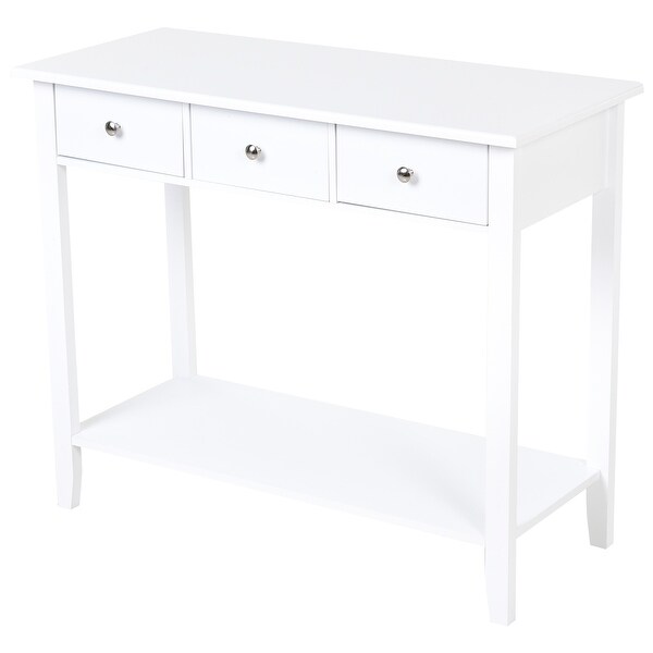 HOMCOM Console Table Industrial Desk with Drawer Bottom Shelf and Large Tabletop for Pictures， Great for the Entryway