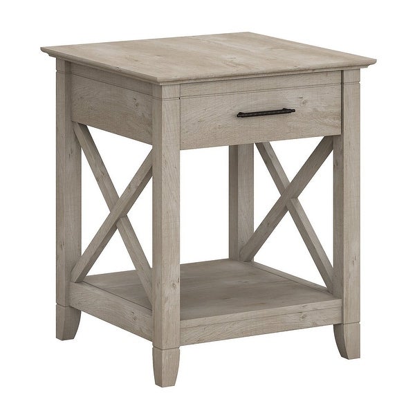 Key West End Table with Storage in Washed Gray