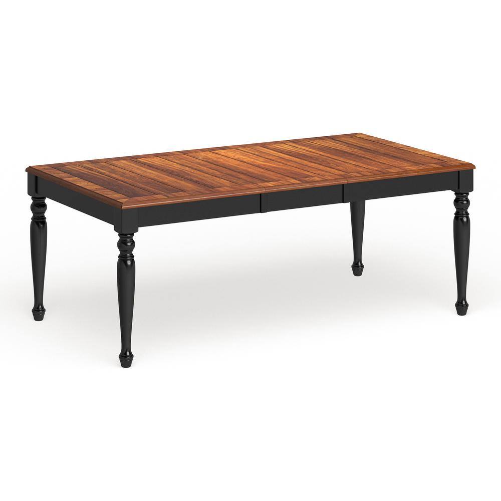 Furniture of America Schenly 78 in. Rectangle Black and Antique Oak Wood Expandable Dining Table (Seats 8) IDF-3431T