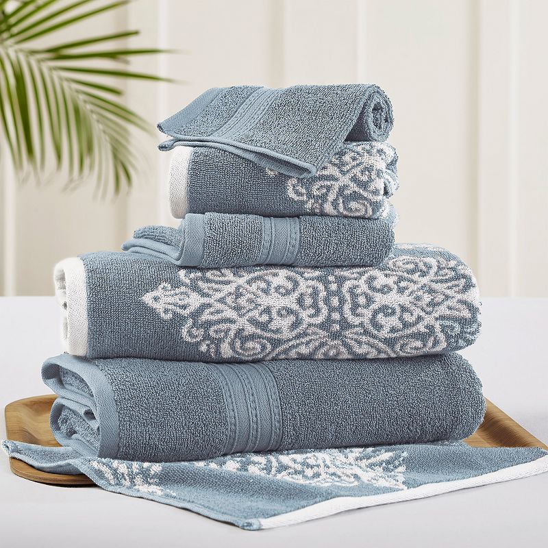 6-piece  Damask Reversible Jacquard Bath Towel Set