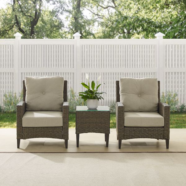 Rockport 3Pc Outdoor Wicker High Back Chair Set