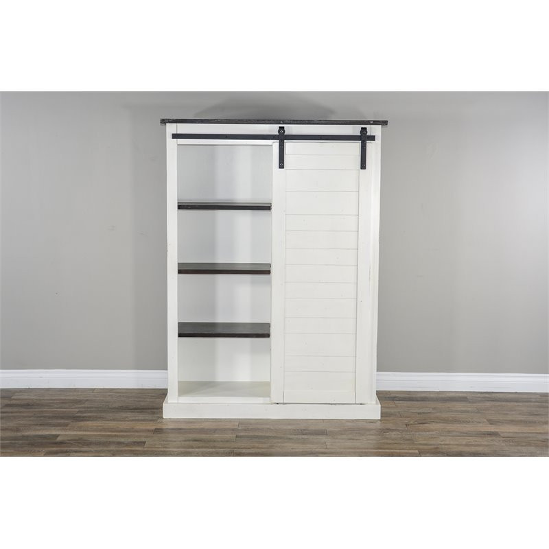 Sunny Designs 66 quotAdjustable Shelf Barn Door Wood Bookcase in Charred Oak   Transitional   Bookcases   by Homesquare  Houzz