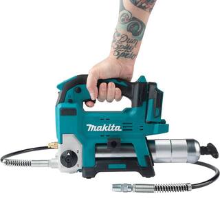 Makita 18V LXT Lithium-Ion Grease Gun (Tool Only) with 18V LXT Lithium-Ion Brushless 4-12 in.5 in. X-LOCK Angle Grinder XPG01Z-XAG25Z