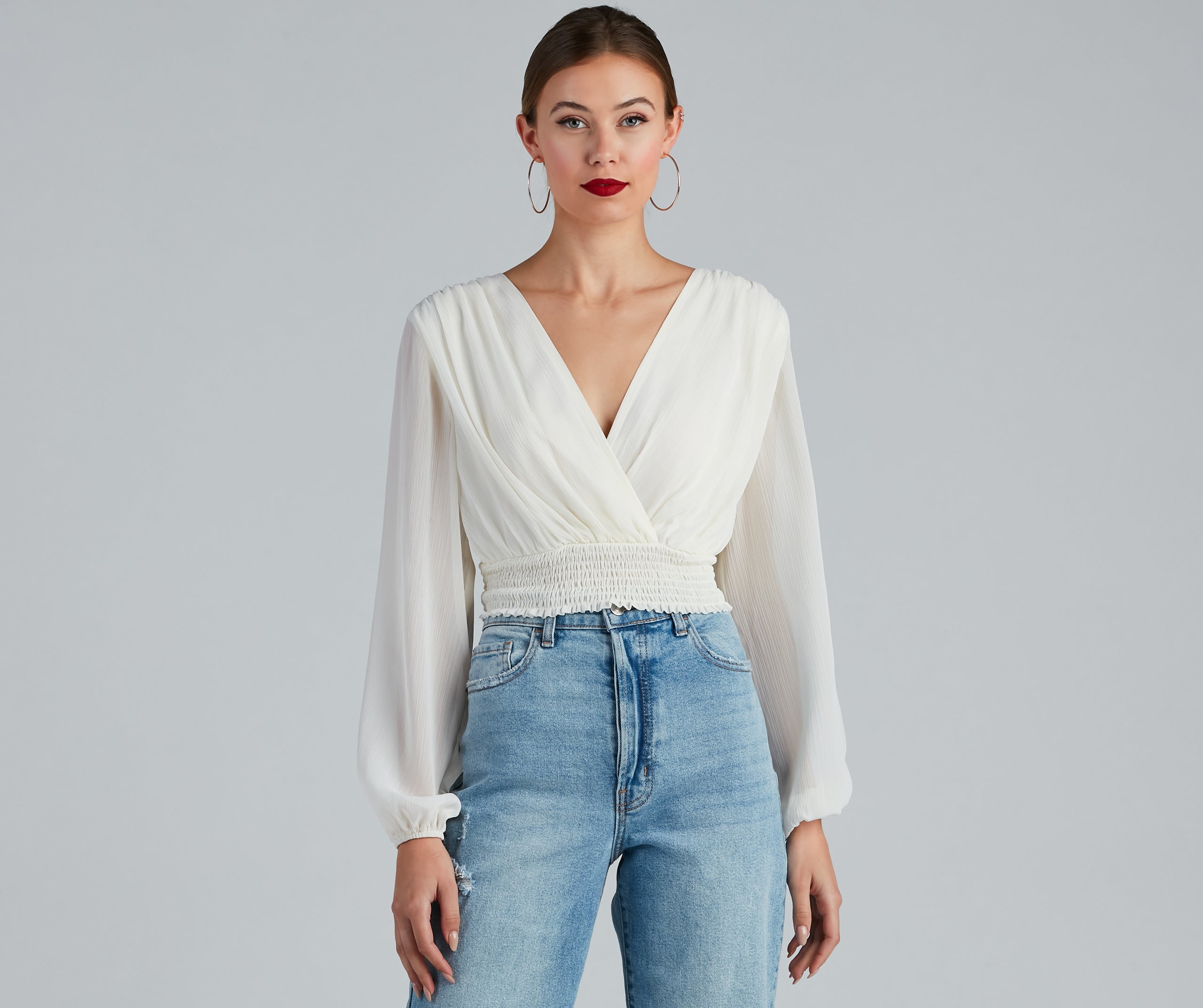 Boho Dreams Surplice Peasant Woven Top