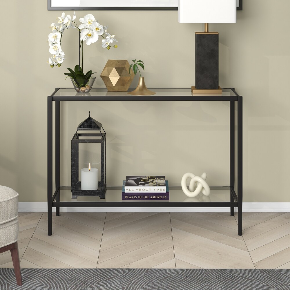 Hera 42'' Wide Rectangular Console Table with Clear Shelf   42\