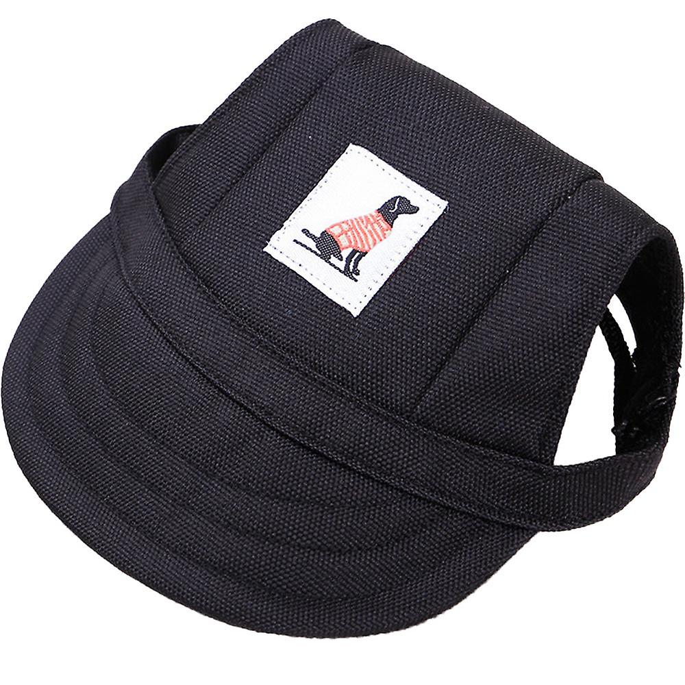 Dog Baseball Cap， Adjustable Dog Outdoor Sport Sun Protection Baseball Hat Cap Visor Sunbonnet Outfit With Ear Holes-black