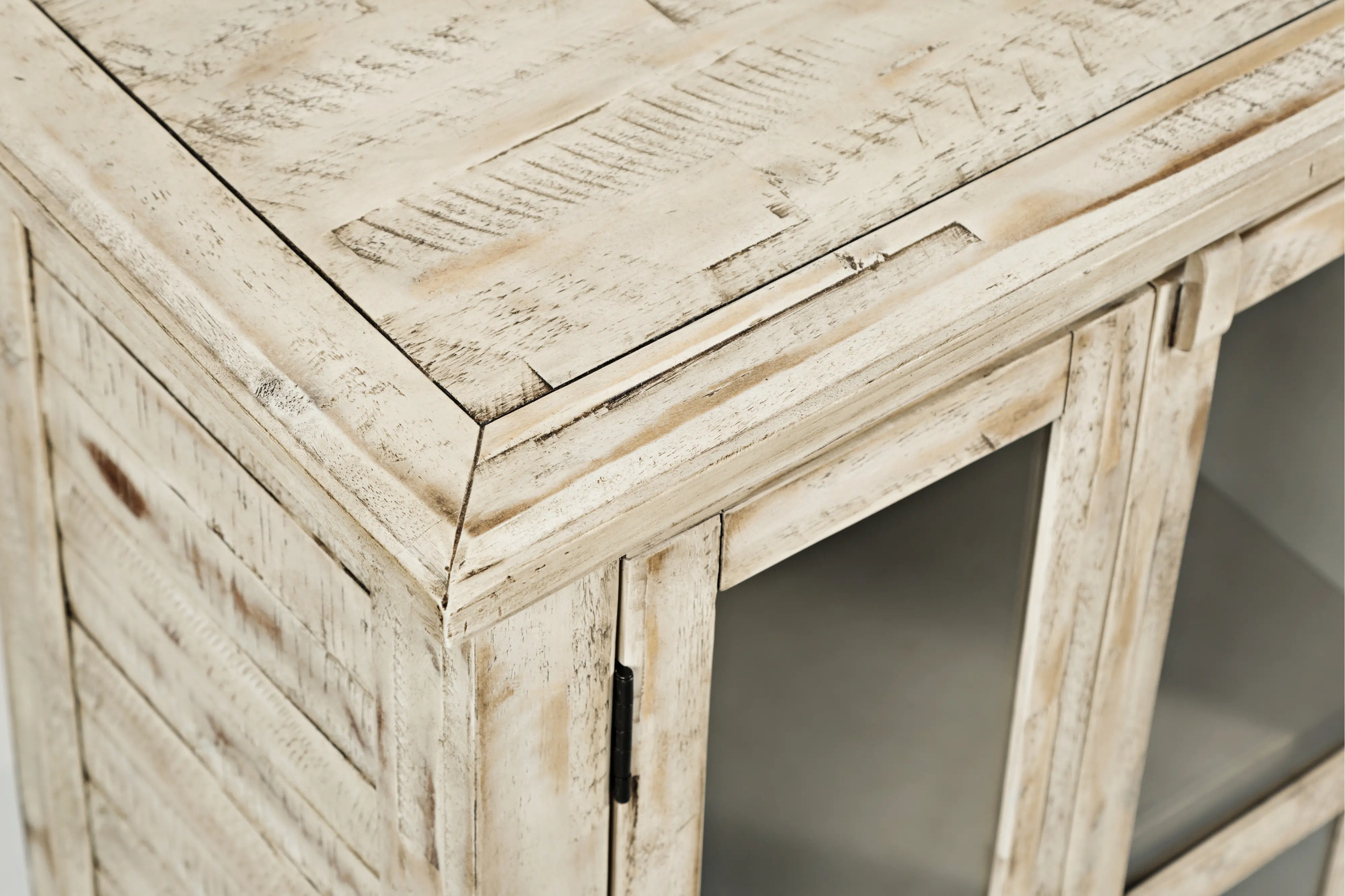 Rustic Shores Cream Scrimshaw Accent Cabinet