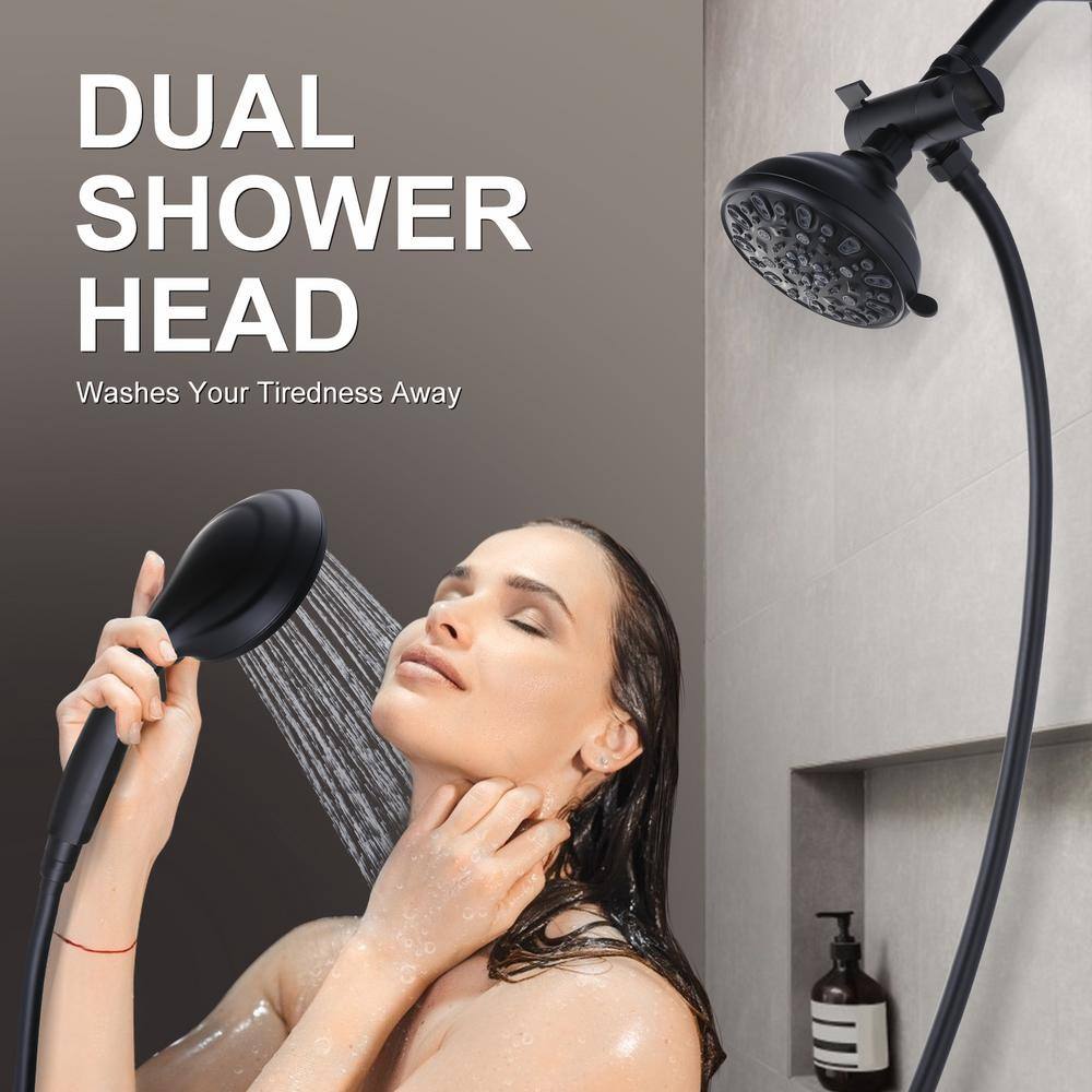 WOWOW 7-Spray 1.75 GPM 4.5 in. Wall Mount Handheld Shower Head in Matte Black H5011B-C-AM