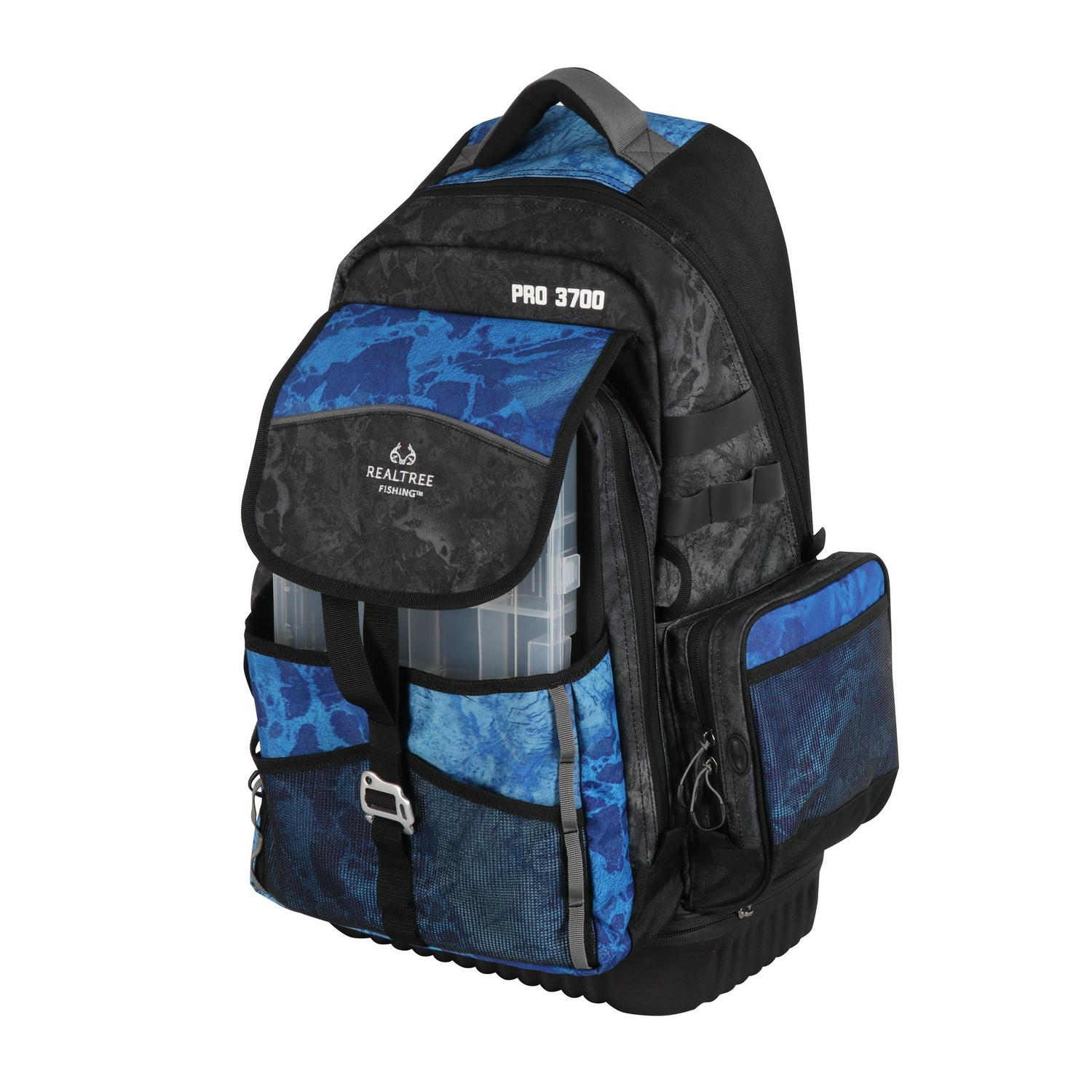 Realtree Adult Unisex Large Pro Fishing Tackle Backpack， Blue， 370