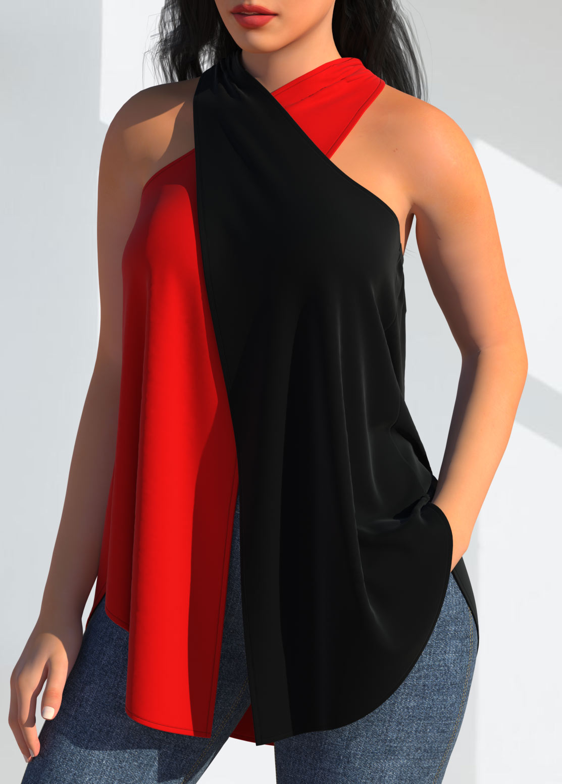 Halter Cross Front Red Tank Top