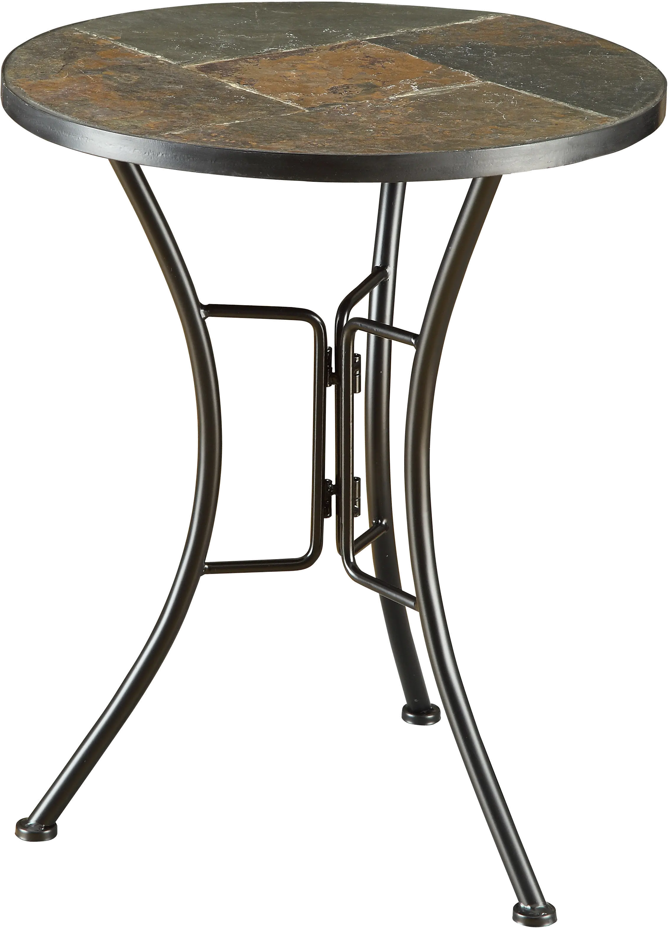 Slate Round Top End Table - Stone