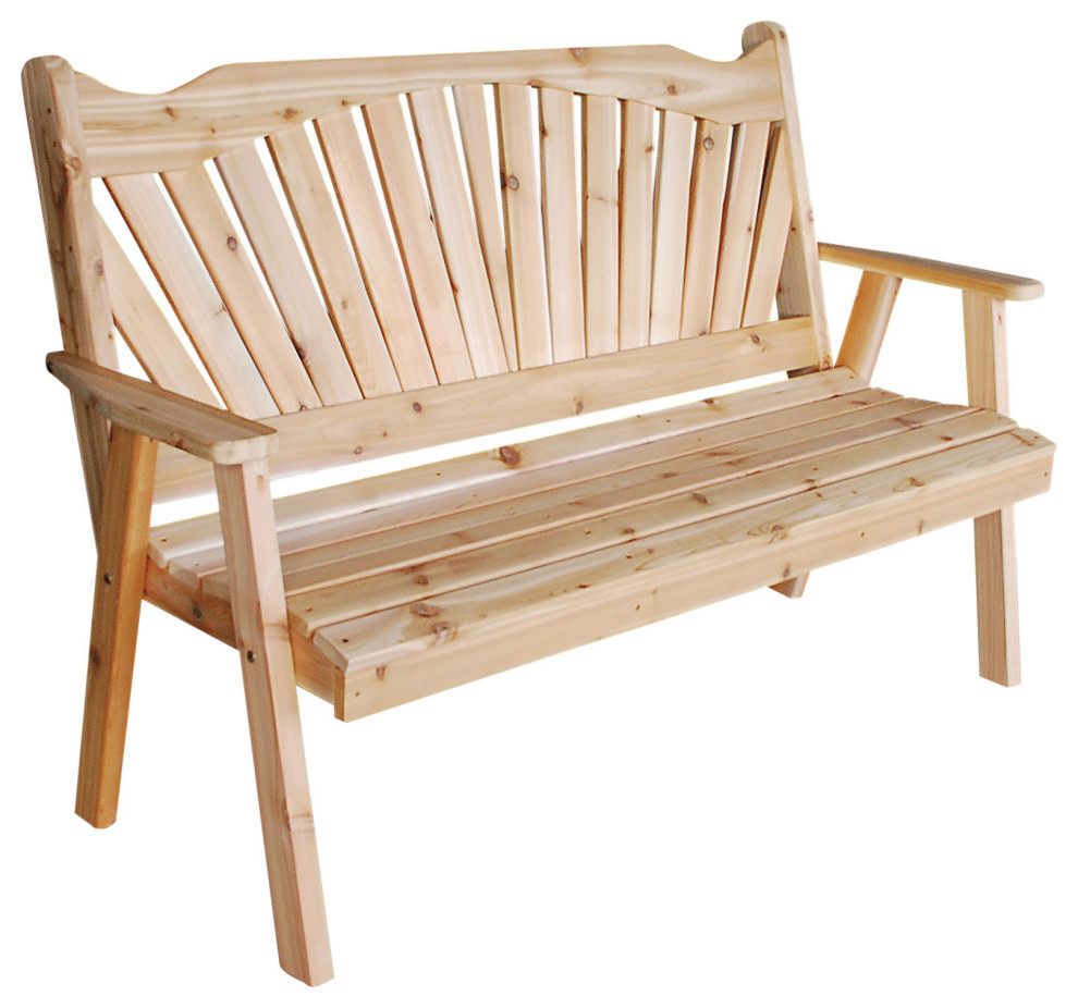 Cedar Fanback Bench   Transitional   Outdoor Benches   by Furniture Barn USA  Houzz