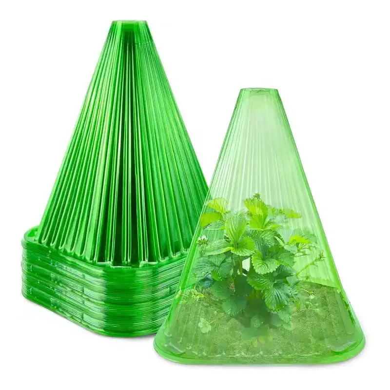 Transparent Green Reusable Garden Cloches Plant Bell Cover Greenhouse Bell Jar Cloches for Protection Against Sun Frost Snails