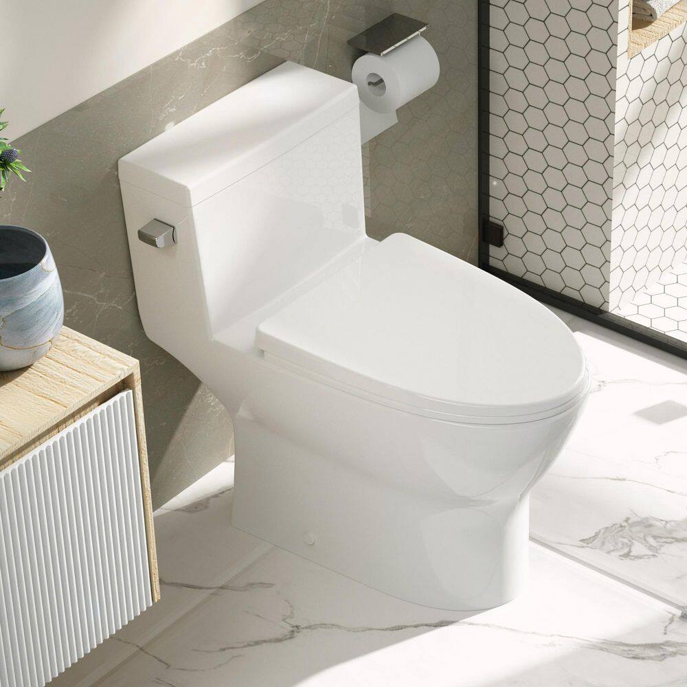 DEERVALLEY DeerValley Concord 12 in. Rough in Size 1-Piece 1.28 GPF Single Flush Elongated Toilet in White Seat Included DV-1F52626