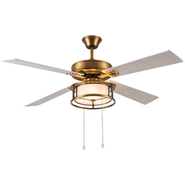 Lena River of Goods Brass and Glass 52-Inch Ceiling Fan with Light - 52