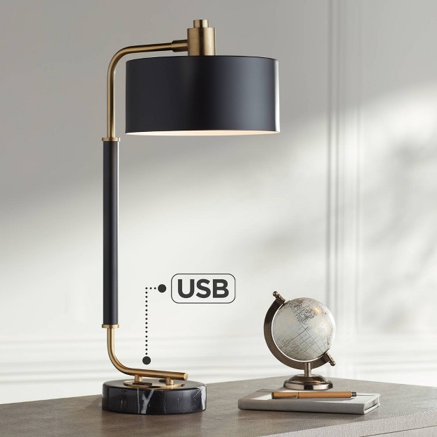 High Black Gold With Dual Usb Charging Ports Metal Drum Shade For Bedroom Living Room Home