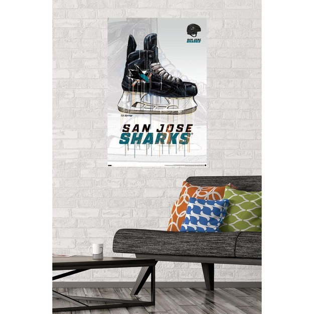 Trends International Nhl San Jose Sharks Drip Skate 21 Unframed Wall Poster Prints