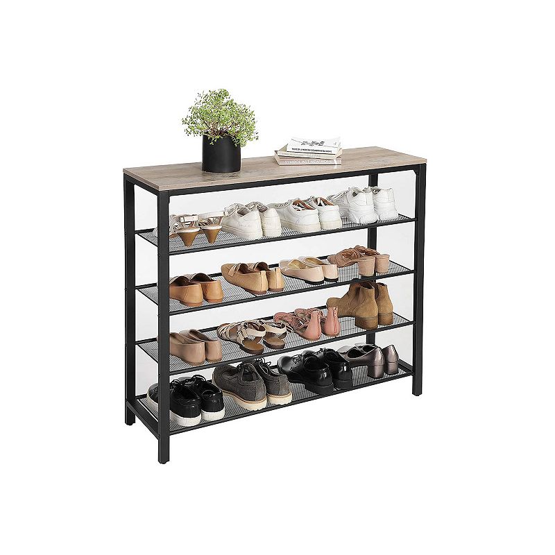 5-tier Shoe Storage Organizer With 4 Mesh Shelves For 16-20 Pairs