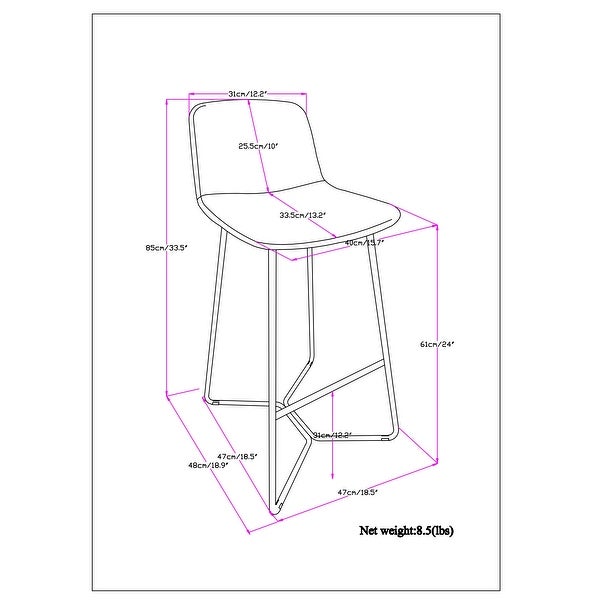 WYNDENHALL Bogart Contemporary Counter Height Stool (Set of 2) - 18.9