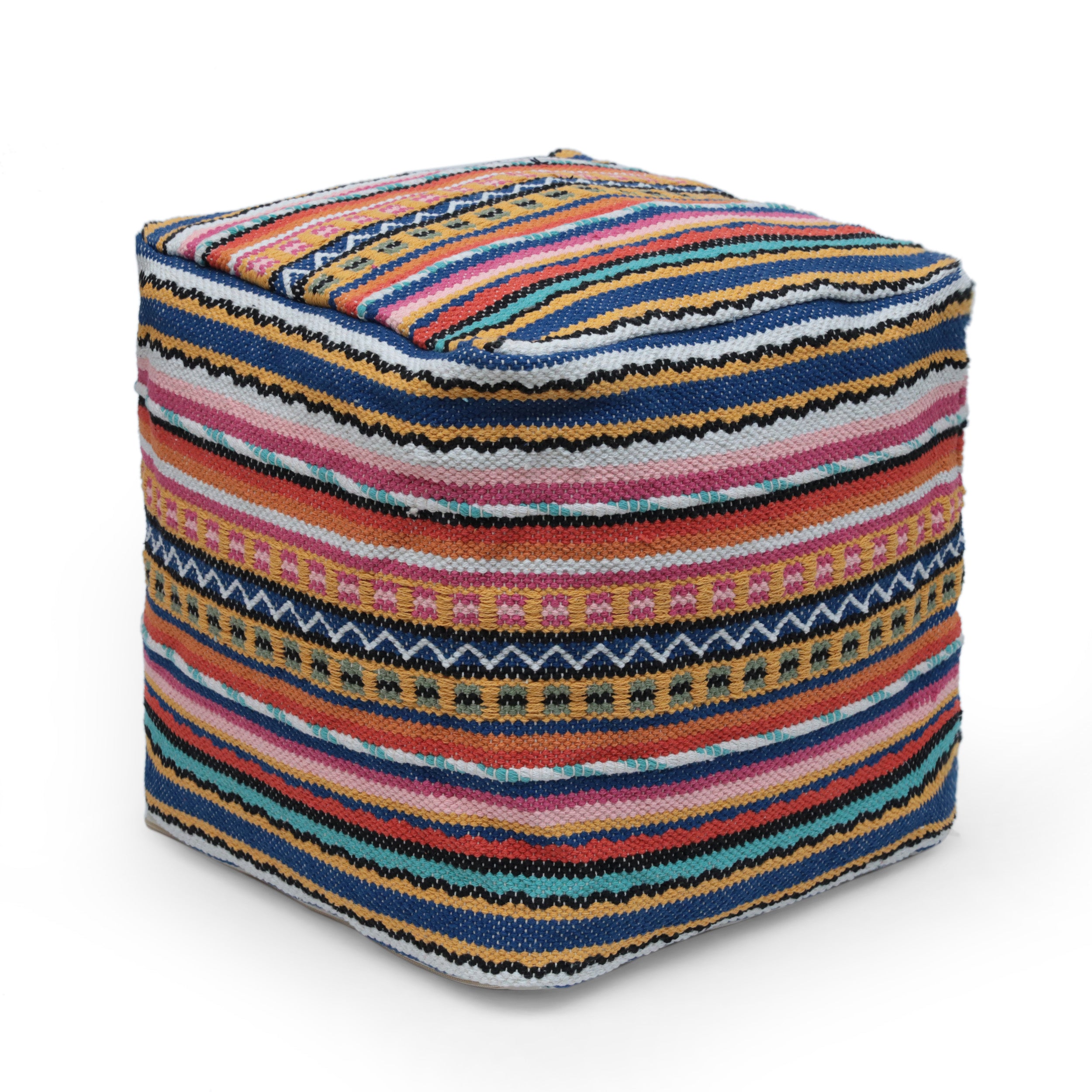 Hilliard Boho Handcrafted Peruvian Print Cube Pouf