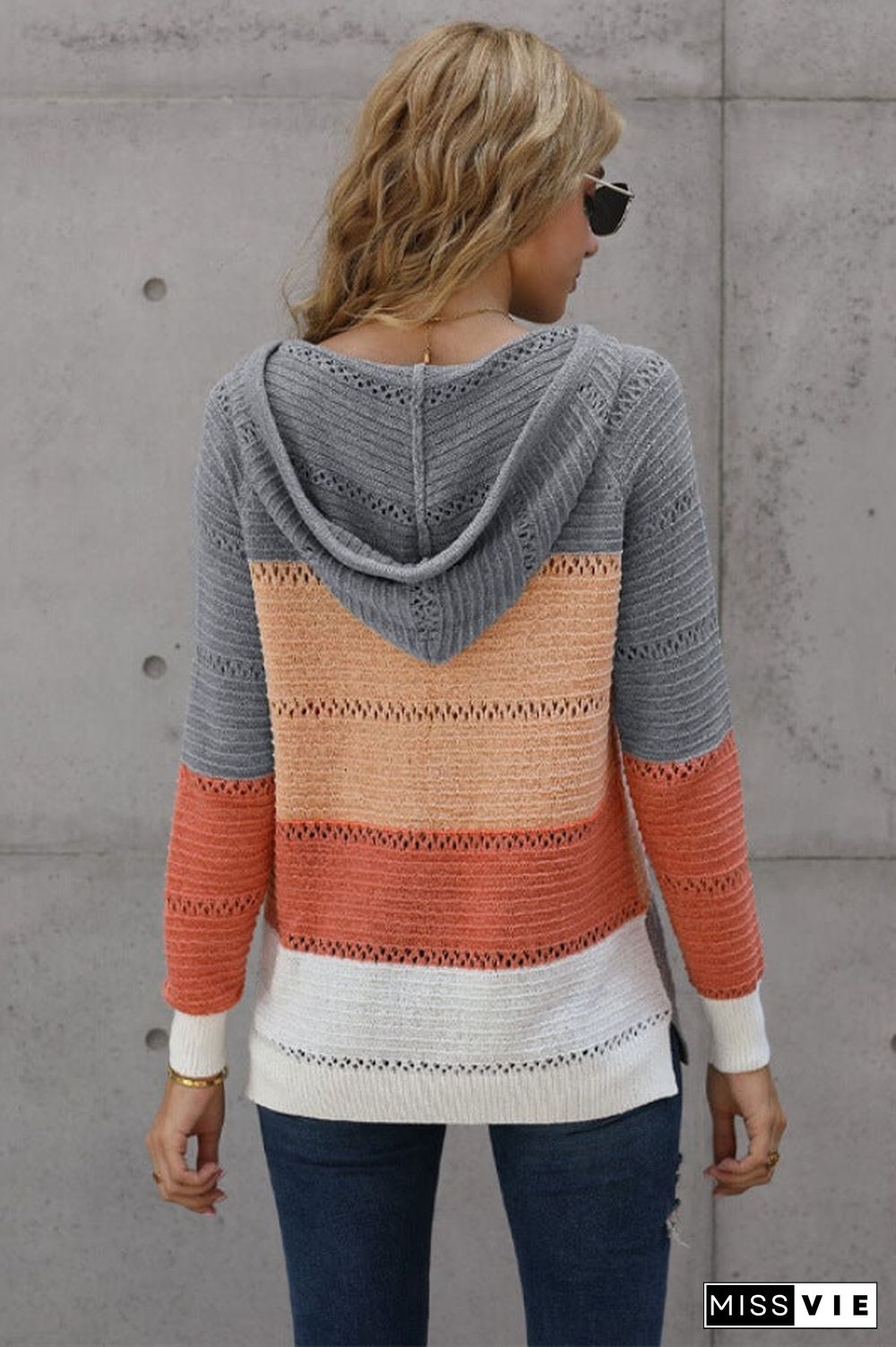 Fashion Patchwork Knitting Hoodie