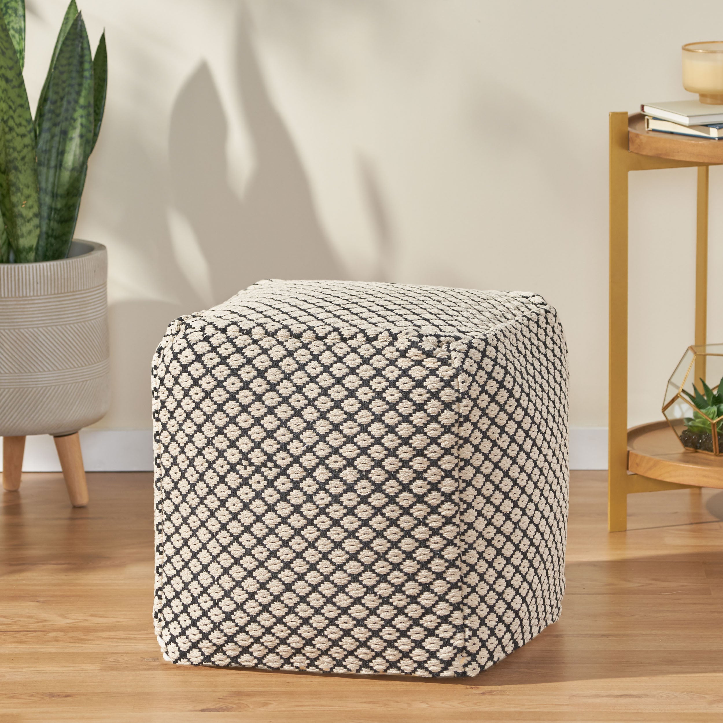 Aile Boho Fabric Cube Pouf