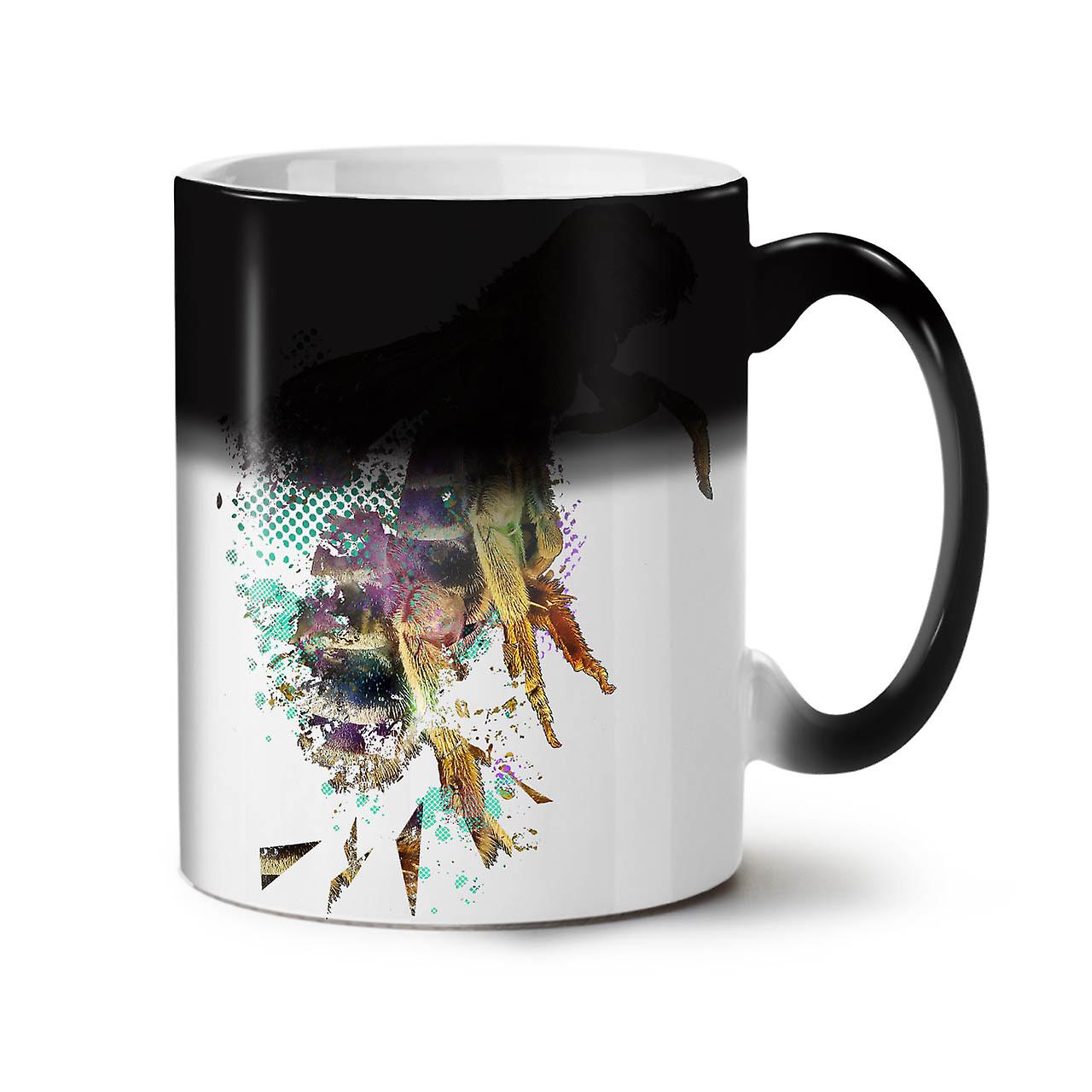 Honeybee Beast Print NEW Black Colour Changing Tea Coffee Ceramic Mug 11 oz | Wellcoda