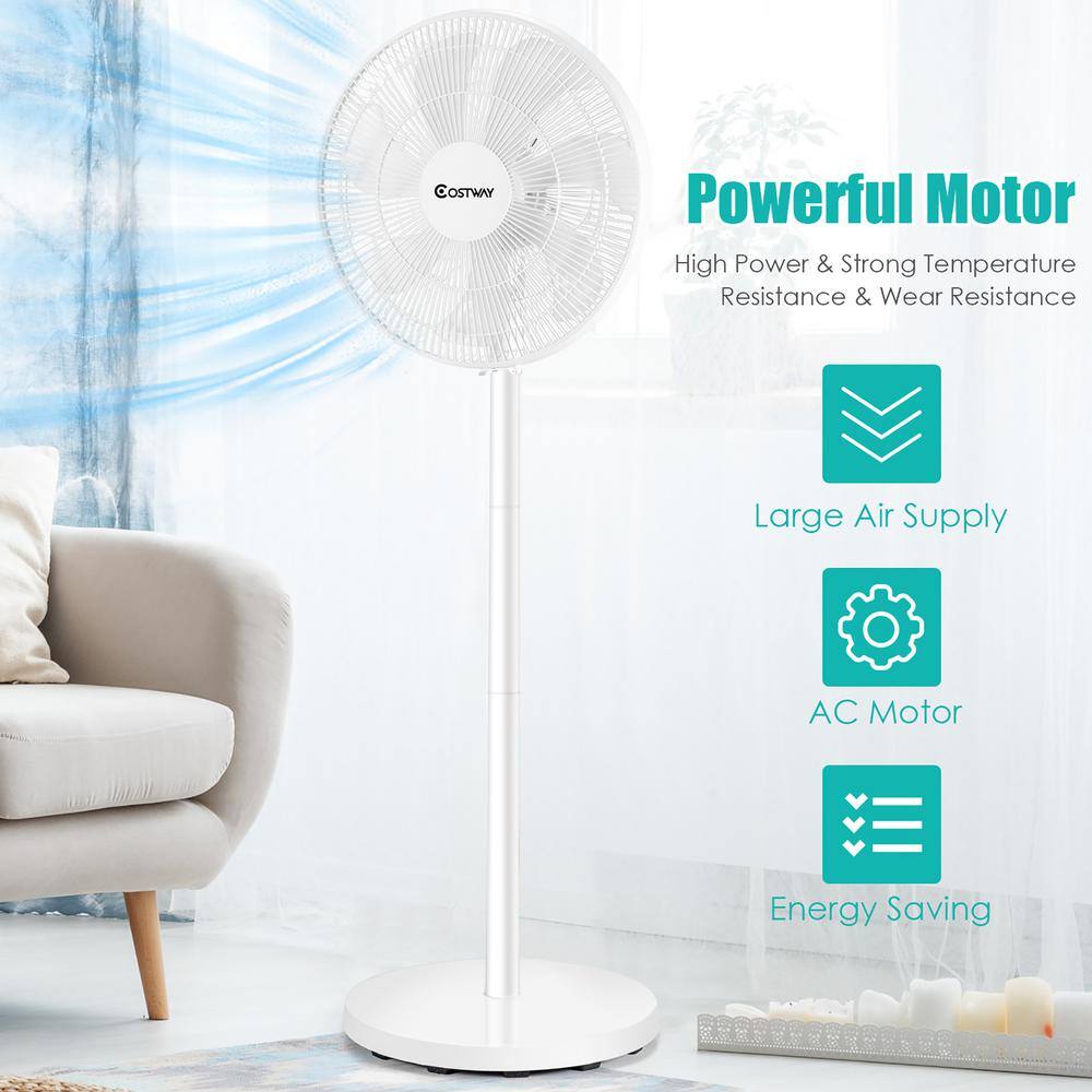 Costway 29 in. x 37.5 in. x 45.5 in. Oscillating Pedestal Fan with Remote Control ES10006US-WH